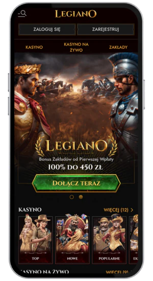 Ekran wejścia na stronę Legiano